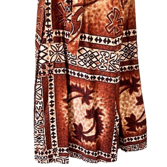 Vintage 1960’s Tiki Tapa Designs Barkcloth Hawaiian Maxi Wrap Skirt - Picture 4 of 13